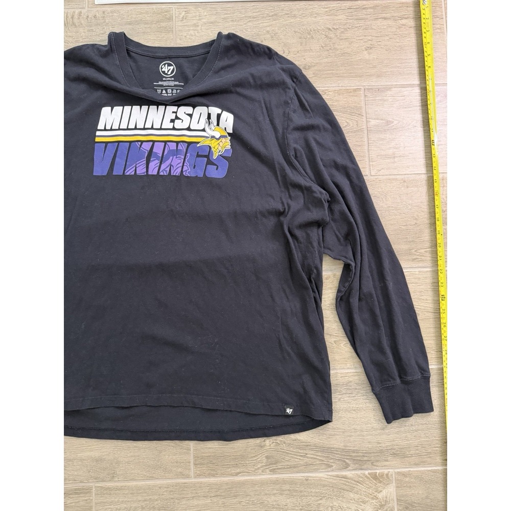 Minnesota Vikings Long Sleeve Shirt Mens 3XL Black NFL 47 Brand Graphic Tee - Picture 7 of 13